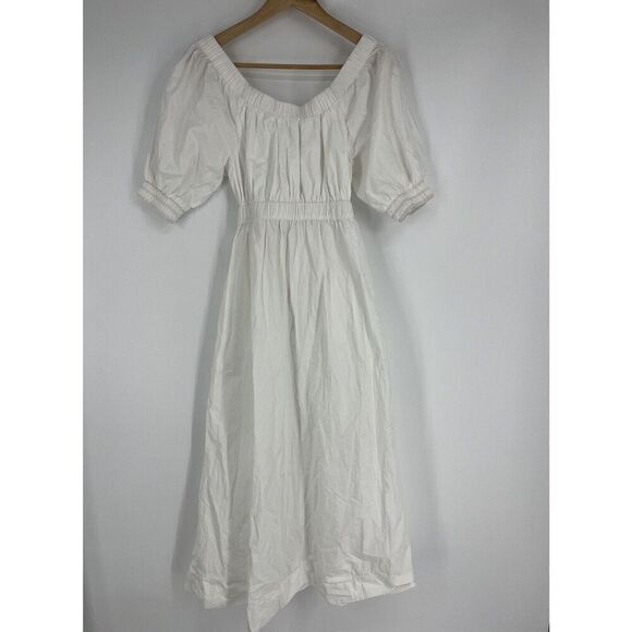 Free People Dresses & Skirts - Free People Dress Size XS Womens White Midi Maxi Open Back Puff Sleeve Romantic